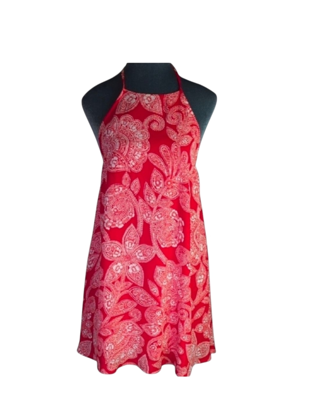 Show Me Your MuMu Katy Orange-Red Print Halter Dress Size S